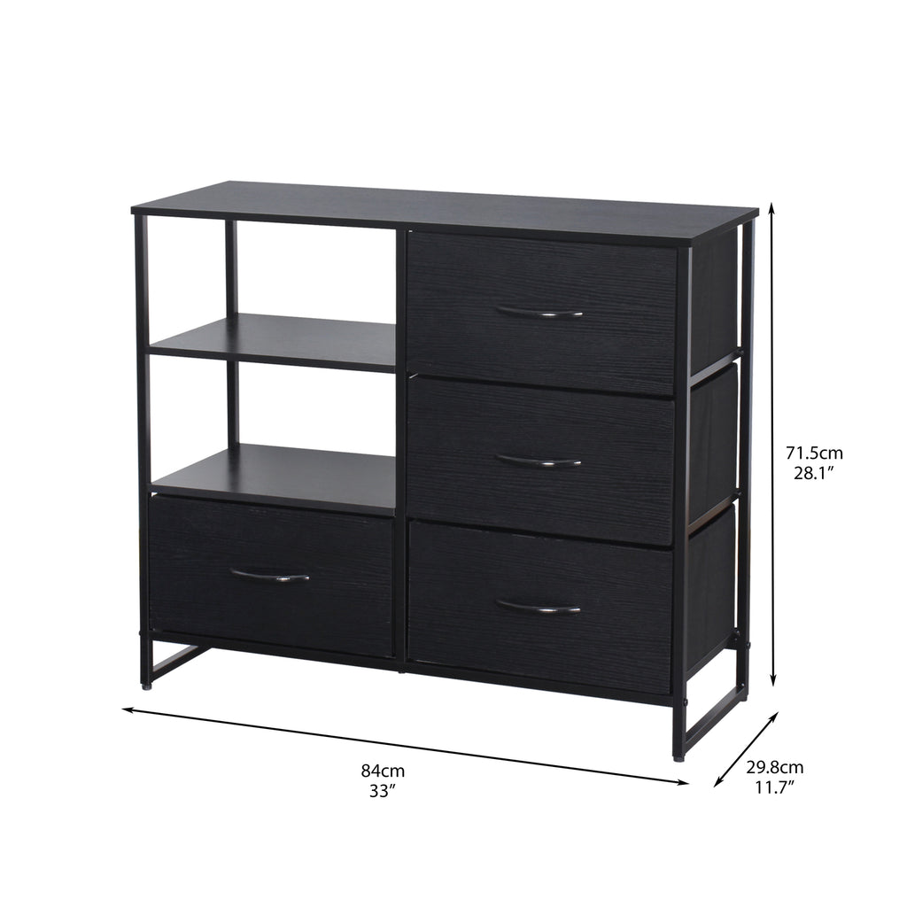 Ovela 4 Drawer Storage Chest With Shelf - Nordic Black
