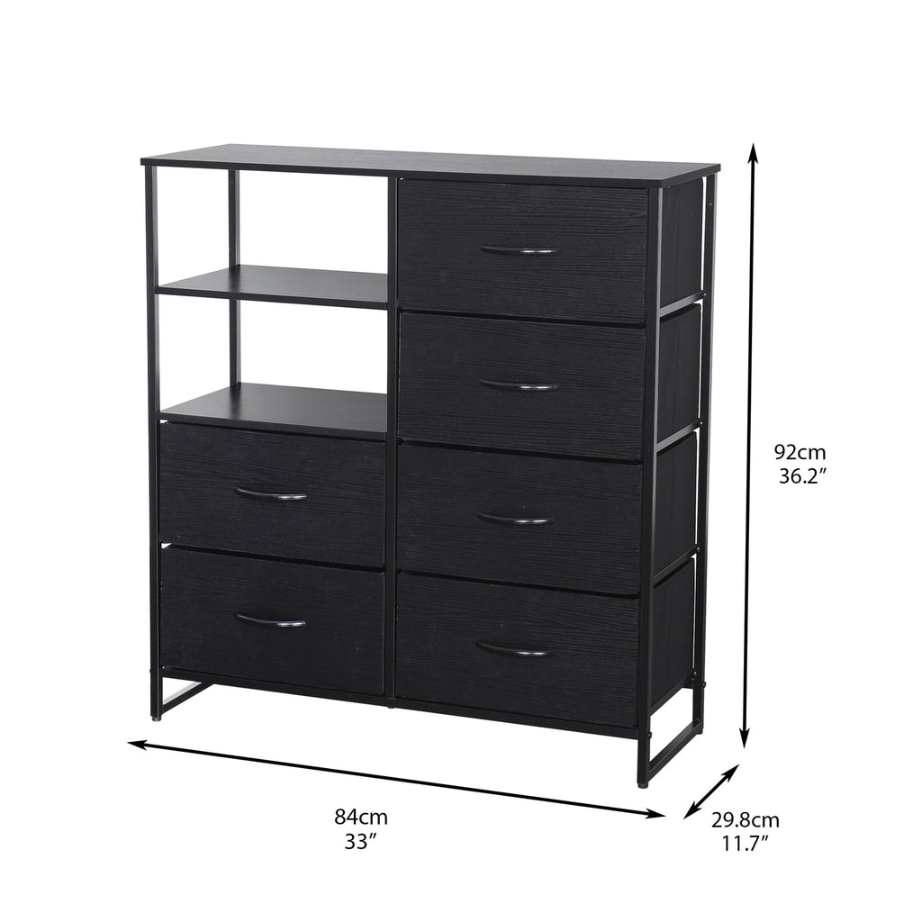 Ovela 6 Drawer Storage Chest With Shelf - Nordic Black