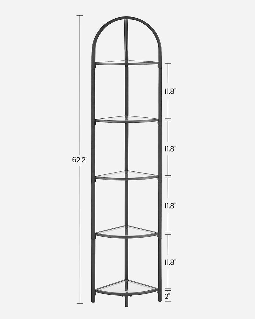 Vasagle Corner 5 Tier Tempered Glass Shelf - Black