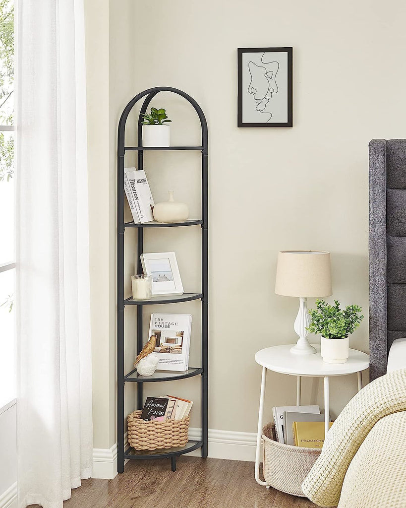 Vasagle Corner 5 Tier Tempered Glass Shelf - Black