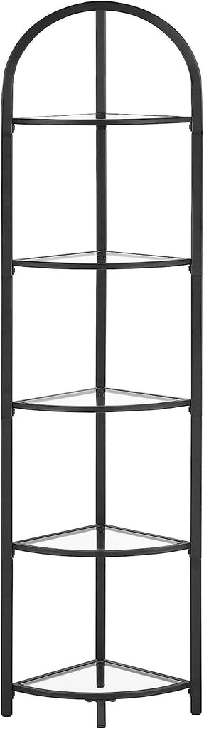 Vasagle Corner 5 Tier Tempered Glass Shelf - Black