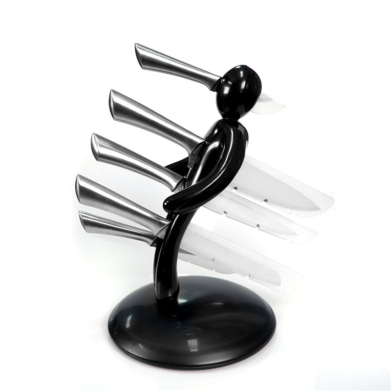 Figure Knife Holder with Knives - Black