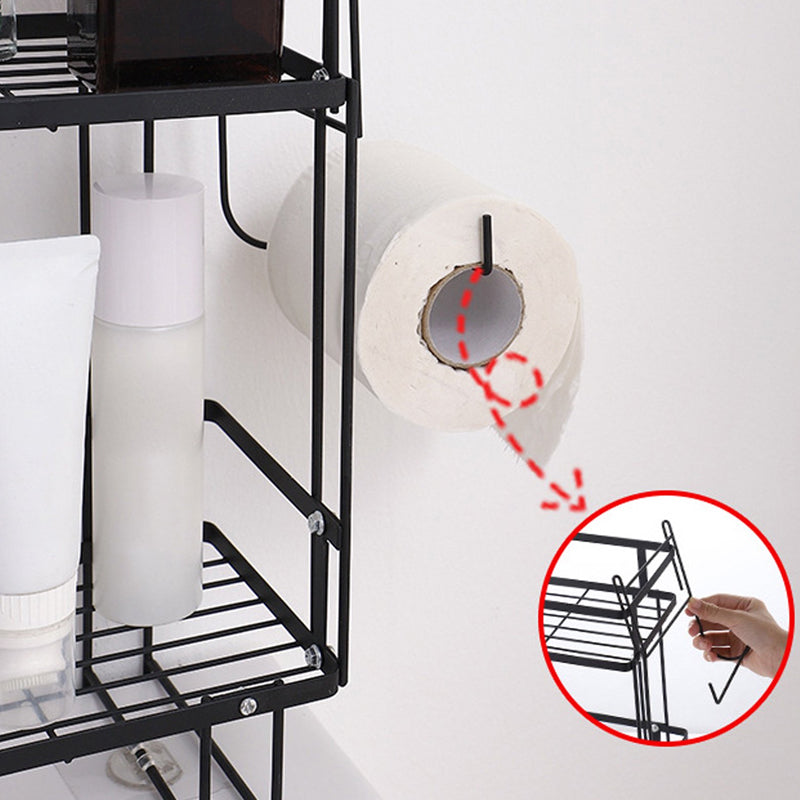 Detachable Double-Layer Toilet Rack - Black