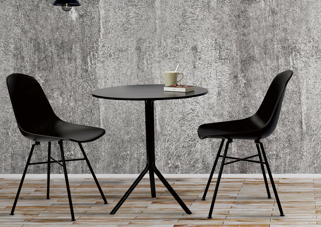 Fraser Country Contemporary Modern Round Table with Metal Legs - Black