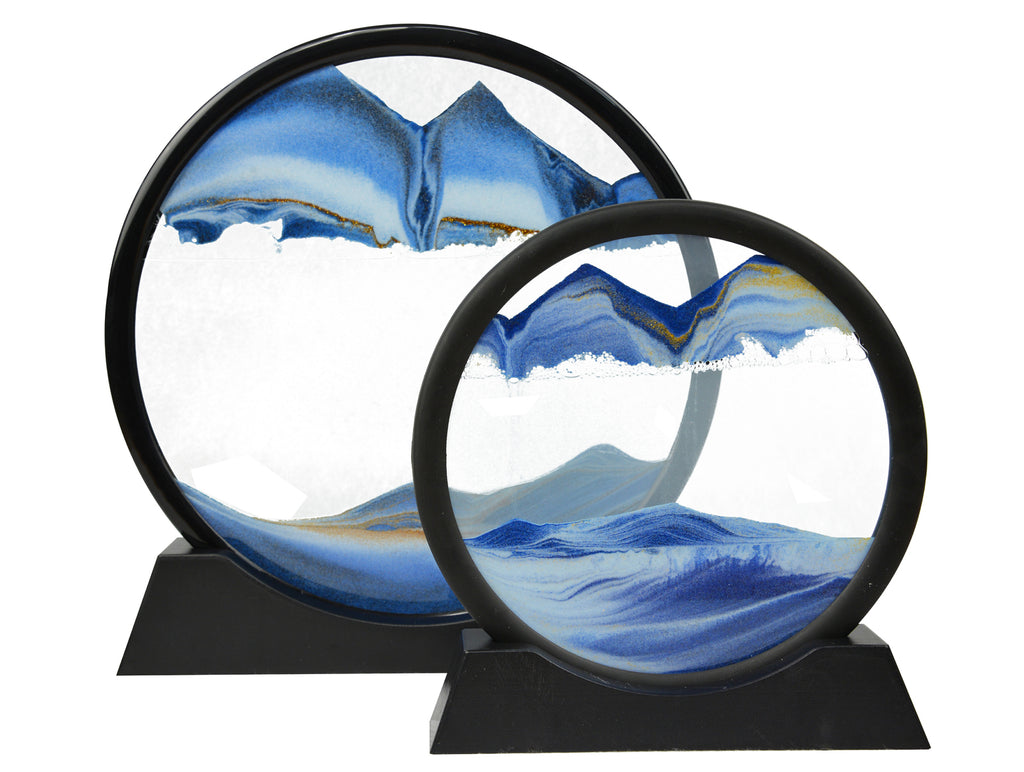 Moving Sand Art Picture 7" Round Glass 3D Deep Sea