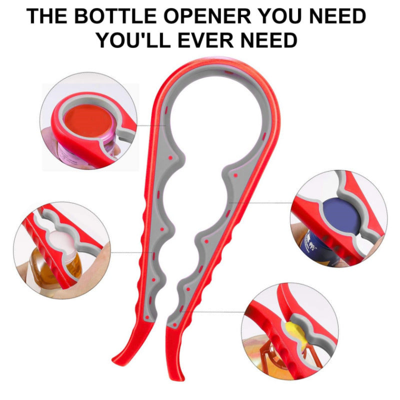 4-in-1 Non-Slip and Labor-Saving Lid Opener - Red