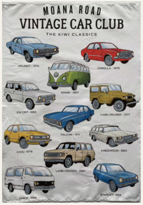 Moana Road: NZ Vintage Car Club Tea Towel