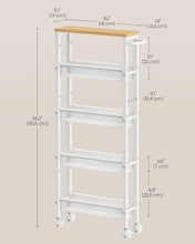 Load image into Gallery viewer, VASAGLE 5-Tier Slim Storage Rolling Cart - White