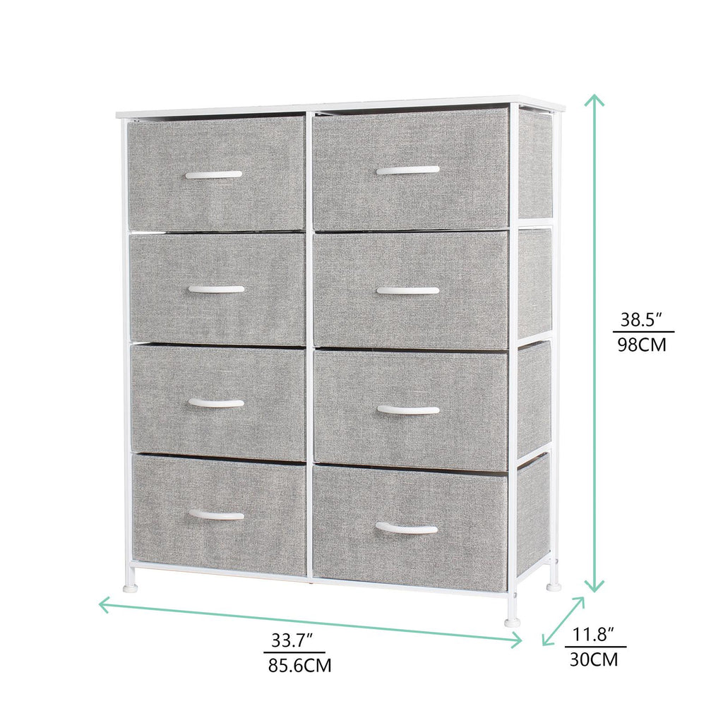 Ovela: 8 Drawer Storage Chest - Light Grey & White