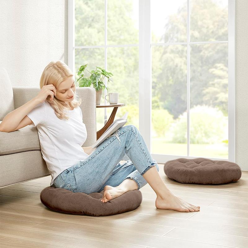 COMFEYA Meditation Floor Pillows Set of 2 - Khaki