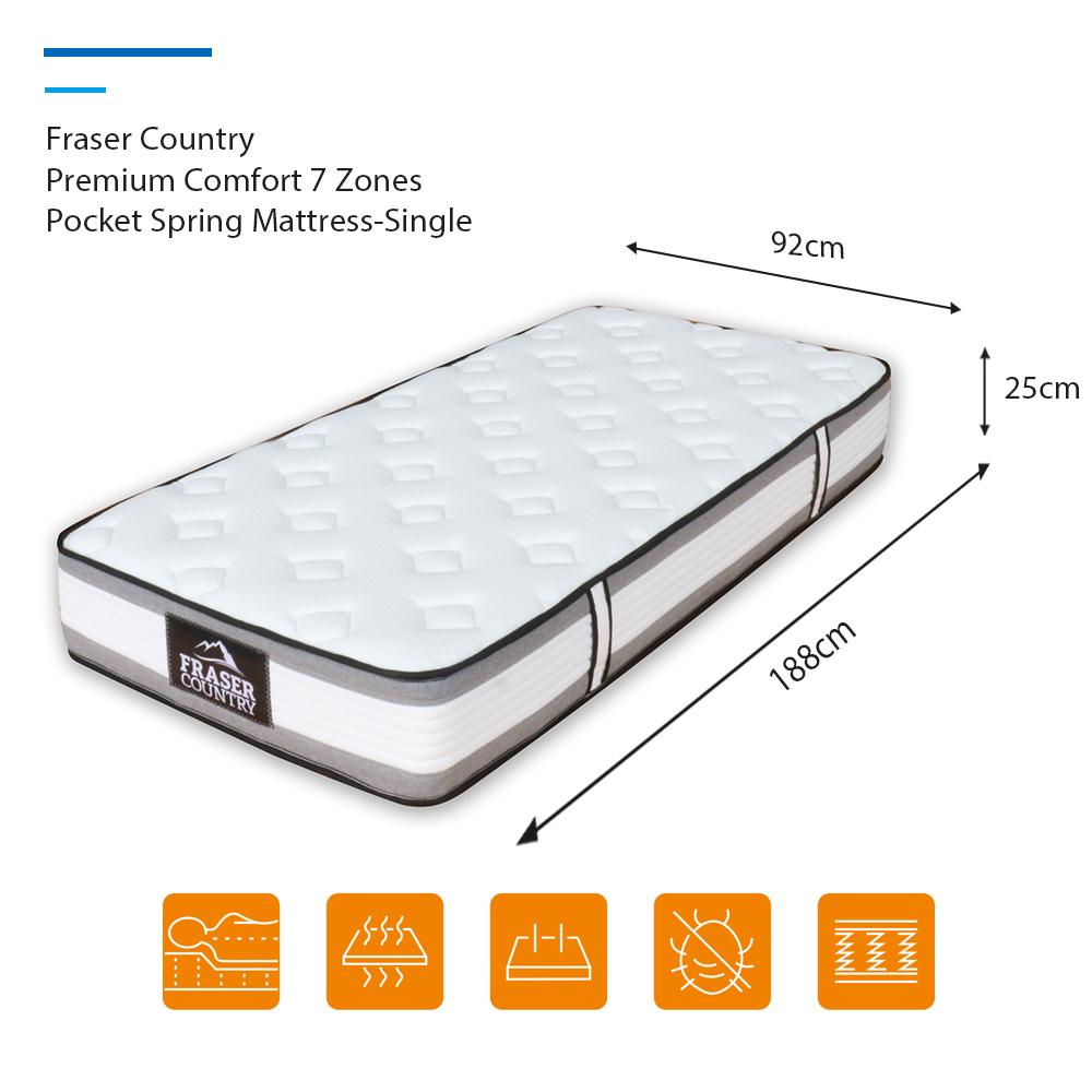 Fraser Country: Single Premium Comfort 7 Zones Pocket Spring Mattress