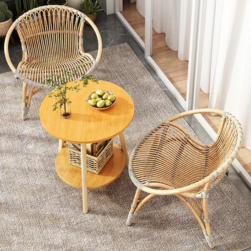 STORFEX Small Round End Table with Lower Shelf