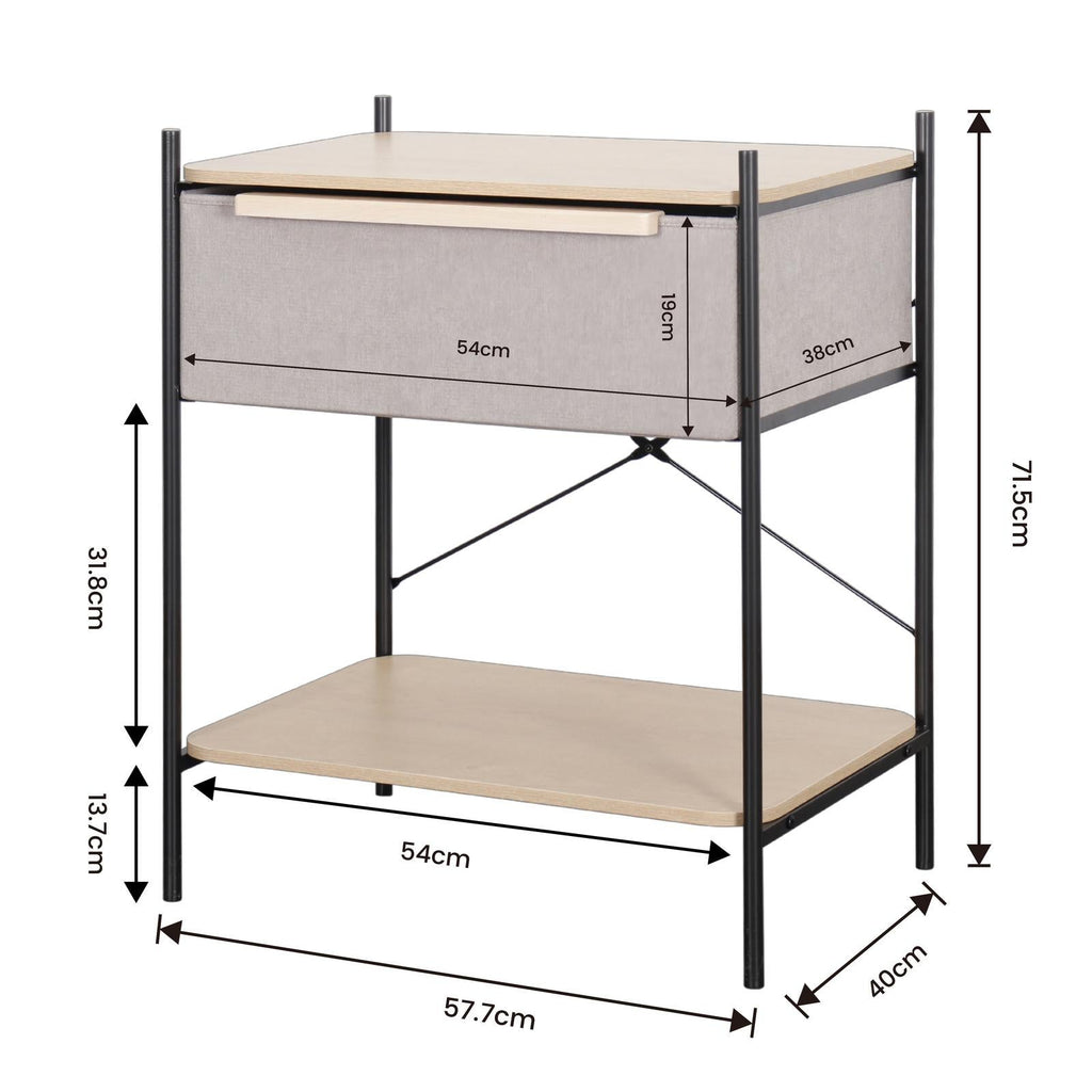 Fraser Country 1 Drawer Byra Nightstand - Light Grey & Black