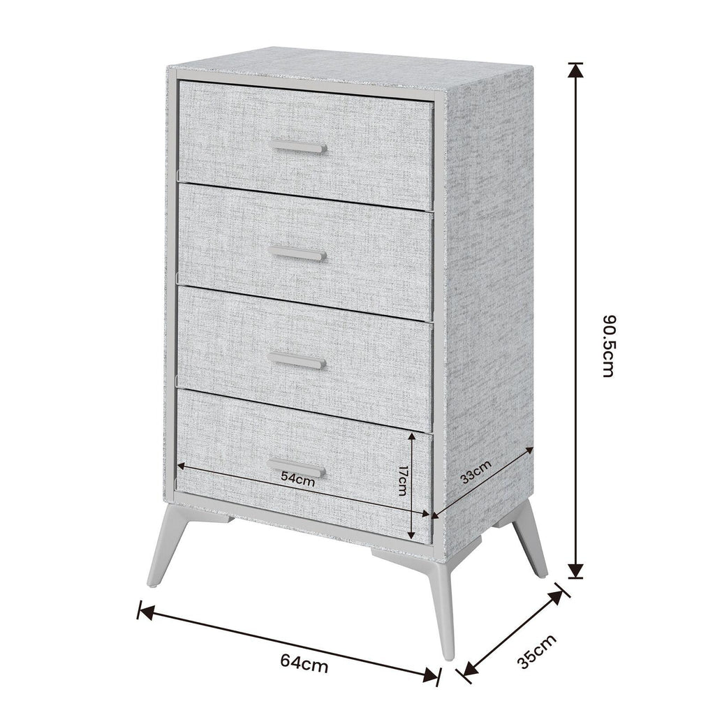 Fraser Country: Lyle 4 Drawer Dresser - Snow Velvet Light Grey