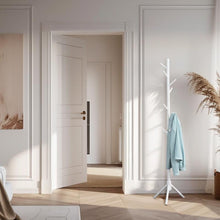 Load image into Gallery viewer, Wooden Coat Tree with 8 Hooks - White