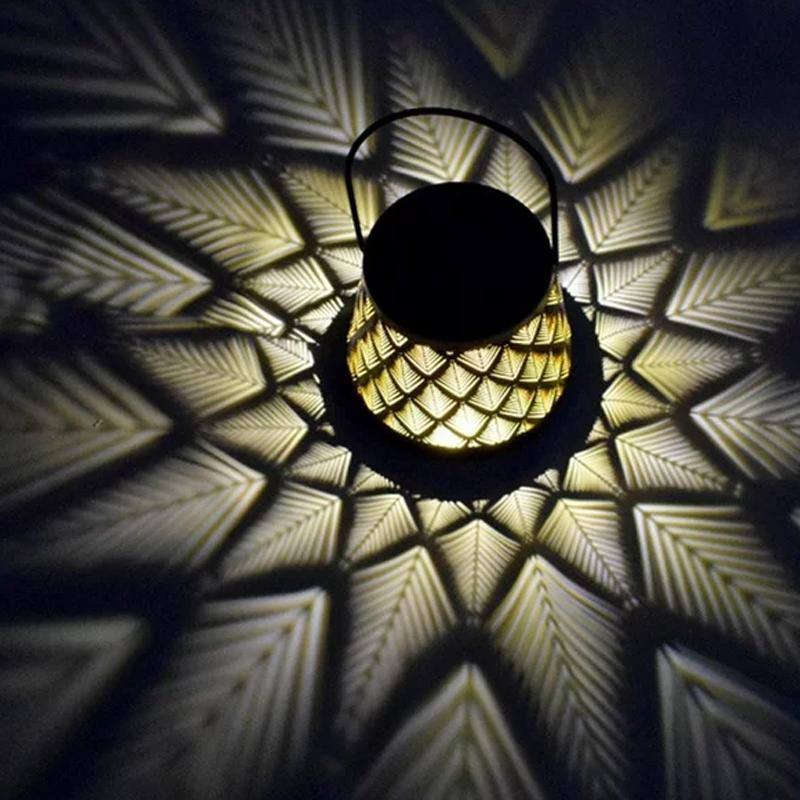 LUMIRO Iron Kettle Hollow Projection LED Solar Lanterns