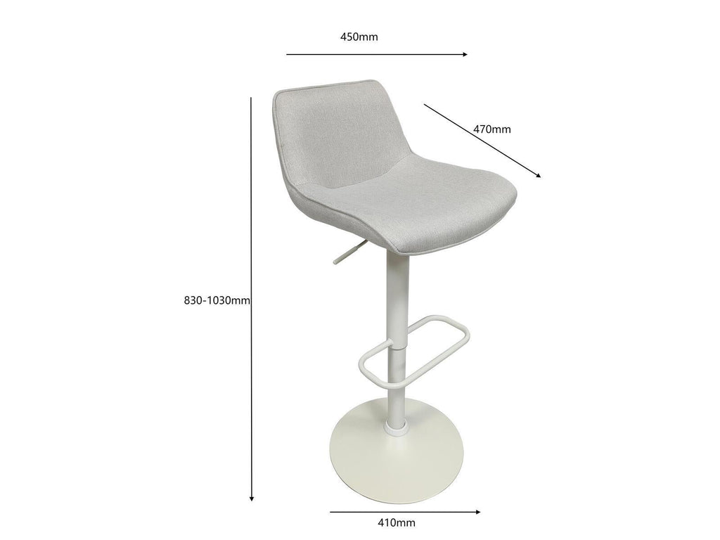 Fraser Country Set of 2 Adjustable Swivel Fabric Bar Stool - White/Cream