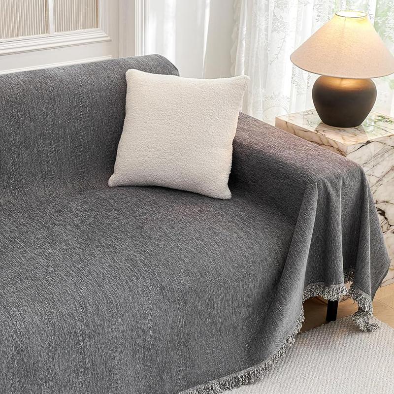 COMFEYA 180x300cm Chenille Couch Cover - Grey