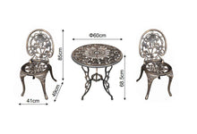Load image into Gallery viewer, Fraser Country Outdoor Bistro Table and Chairs with Rose Pattern Set of 2 - Bronze