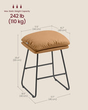 Load image into Gallery viewer, VASAGLE Set of 2 Bar Stools with Cushion and Sled Base - Caramel Brown