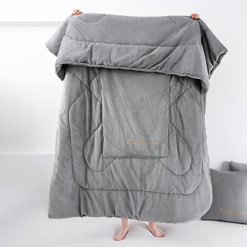 COMFEYA 2-in-1 Soft Plush Blanket Pillow - Grey