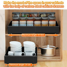Load image into Gallery viewer, STORFEX Adjustable Width Retractable Kitchen Cabinet Drawer - Black