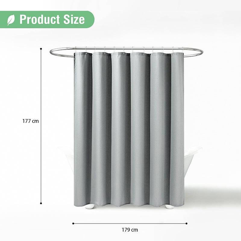 COMFEYA Waffle Weave Long Fabric Shower Curtain - Grey