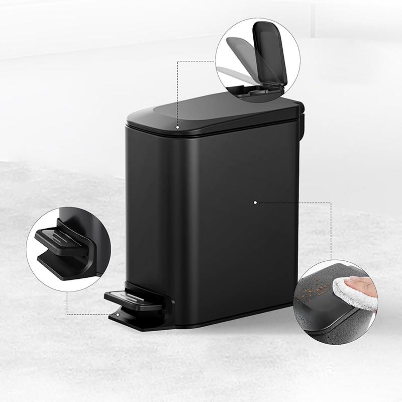 STORFEX Stainless Steel Rubbish Bin - Black (6L)