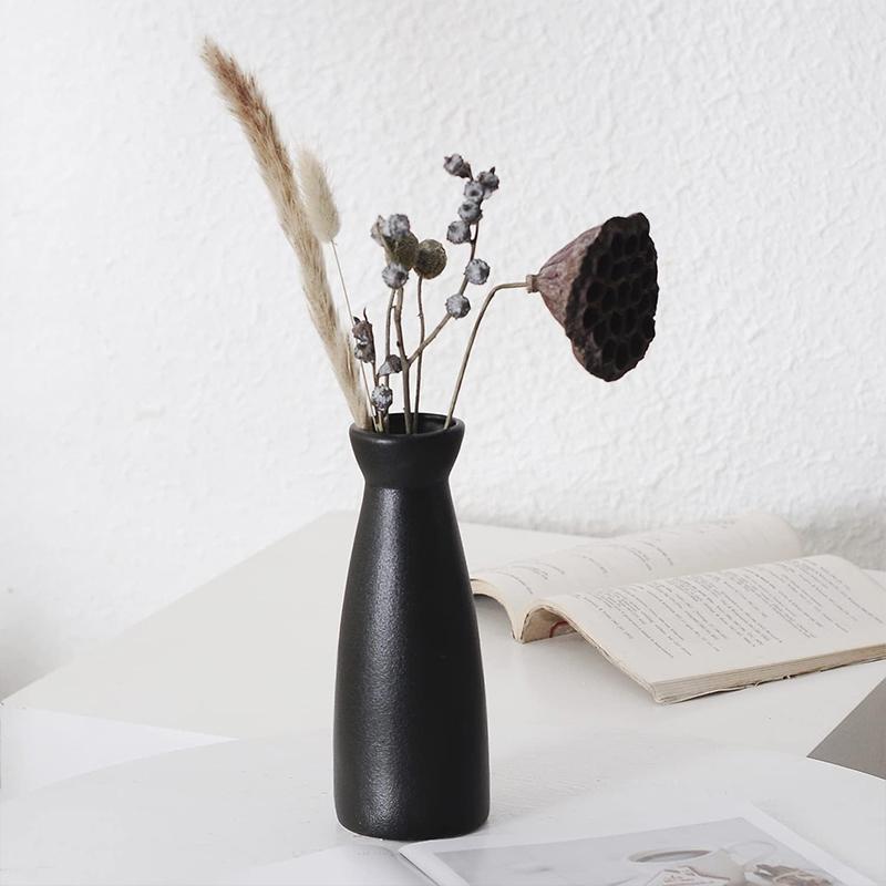 GREENYHAVEN Distressed Ceramic Vase - Black (Set of 3)