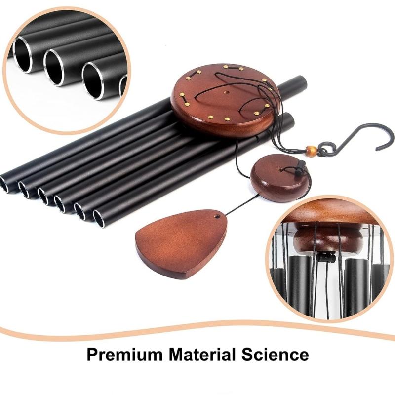 GREENHAVEN 37" Large Aluminium Wind Chime - Black