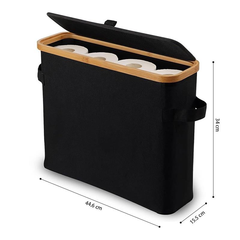 STORFEX Toilet Paper Storage Basket with Lid - Black