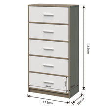 Load image into Gallery viewer, Fraser Country: Lada Home 5 Drawer Storage Dresser - Grey &amp; White With Silver Handle