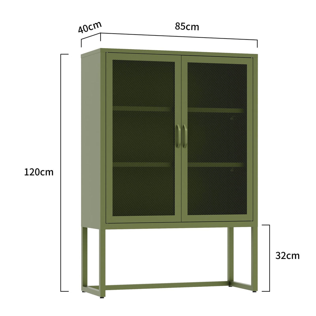 Fraser Country Milan Metal Cabinet Two Mesh Doors - Olive Green