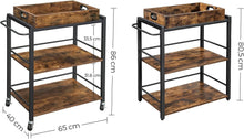 Load image into Gallery viewer, Vasagle Bar Trolley With Removable Tray - Rustic Brown