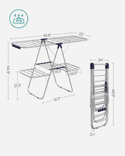 Load image into Gallery viewer, SONGMICS Free-Standing Foldable 2-Level Laundry Drying Rack