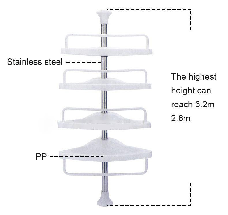 4-Tier Adjustable Telescopic Bathroom Corner Shelf