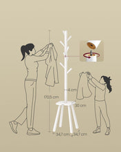 Load image into Gallery viewer, VASAGLE Coat Rack with 8 Hooks and Shelf - Cloud White