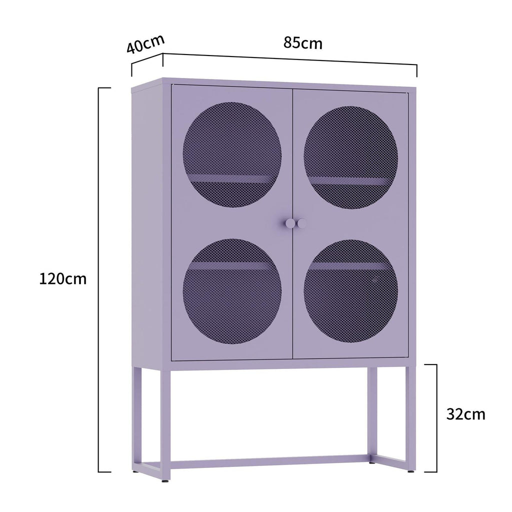 Fraser Country Milan Metal Cabinet With Two Mesh Doors - Purple