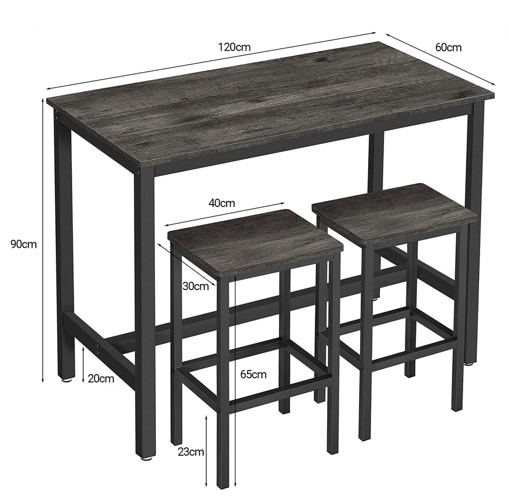 Vasagle Dining Bar Table Set - Dark Grey