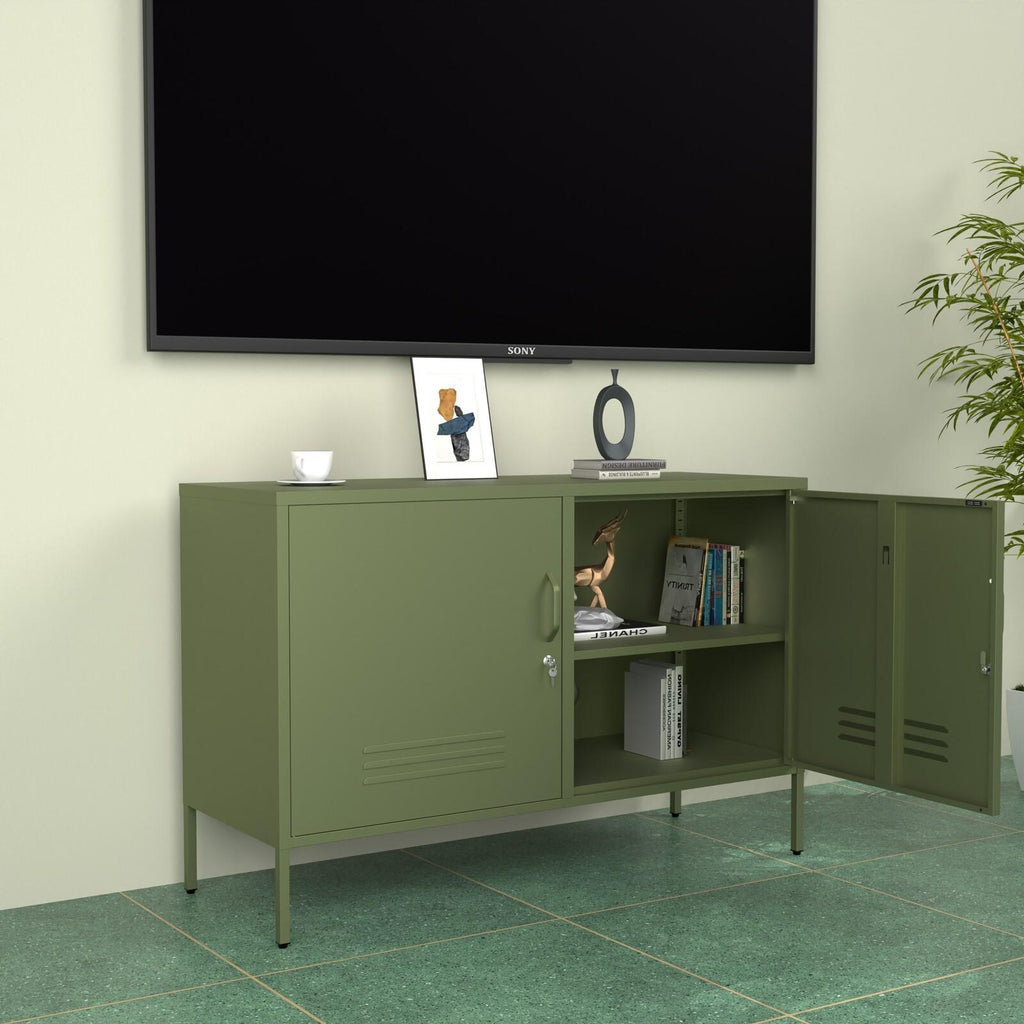 Fraser Country Milan Metal Storage Locker & TV Cabinet - Olive Green