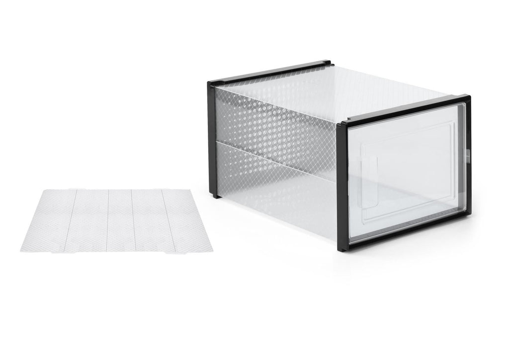 Ovela: Set of 12 Click Shoe Box-Large, Clear/Black