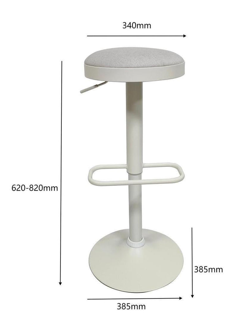 Fraser Country Set of 2 Adjustable Swivel Fabric Round Bar Stool - White/Cream