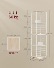 Load image into Gallery viewer, VASAGLE 4-Tier Rotating Bookshelf with Bookends - Natural Beige &amp; Cloud White