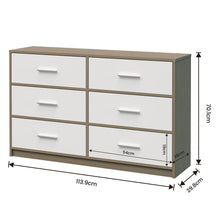 Load image into Gallery viewer, Fraser Country: Lada Home 6 Drawer Storage Dresser - Grey &amp; White With Silver Handle