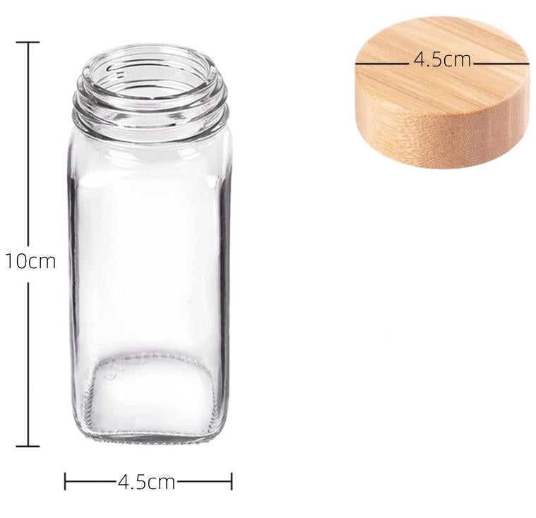 Glass & Bamboo Spice Jars 120ml - 24 Piece Set