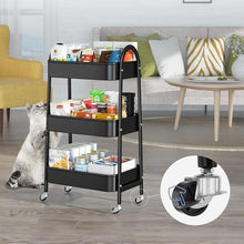 Load image into Gallery viewer, STORFEX 3-Tier Multi-Purpose Rolling Cart - Black