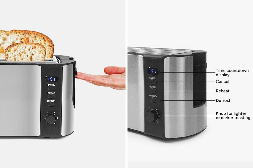 Kogan 4 Slice Long Slot Stainless Steel Toaster