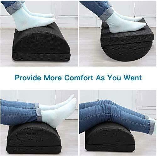 High Density Foam Footrest with Adjustable Height - Black