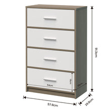 Load image into Gallery viewer, Fraser Country: Lada Home 4 Drawer Storage Dresser - Grey &amp; White With Silver Handle