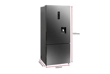 Load image into Gallery viewer, Kogan 412L Bottom Mount Fridge with Water Dispenser (Dark Stainless Steel)